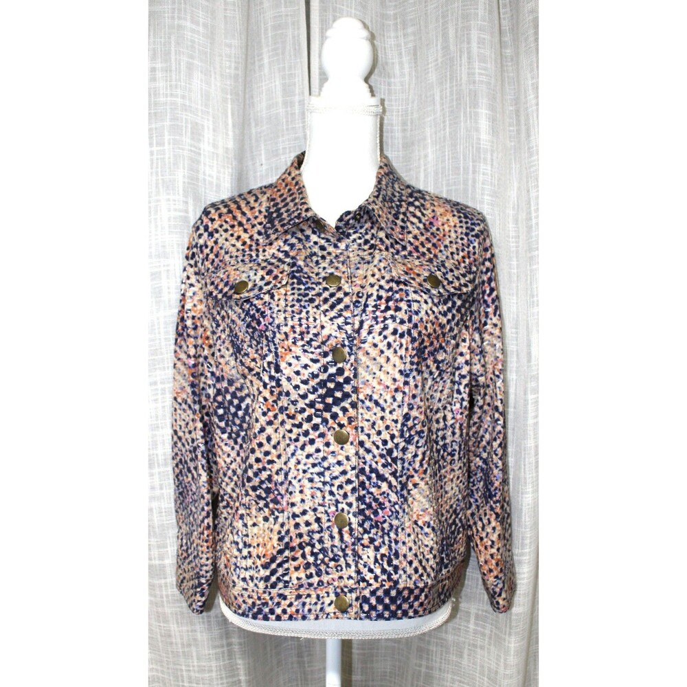 Lark Ln womens multicolor  textured Edgy/Biker jacket SZ 16